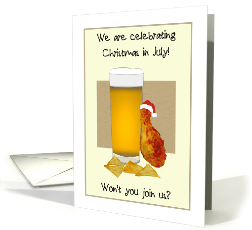 Christmas in July Party Invite Santa Hat on Fried Chicken... (1630512)