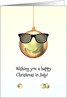 Christmas in July Bauble Wearing Sunglasses card