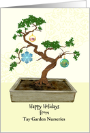 Happy Holidays Garden Nursery to Customers Bonsai and Ornaments card