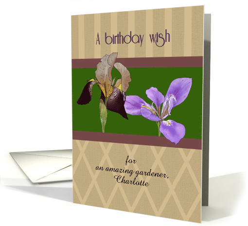 Gardener Birthday Beautiful Irises Custom card (1633124)