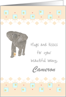 New Baby Custom Name Baby Elephant Holding Big Pacifier card