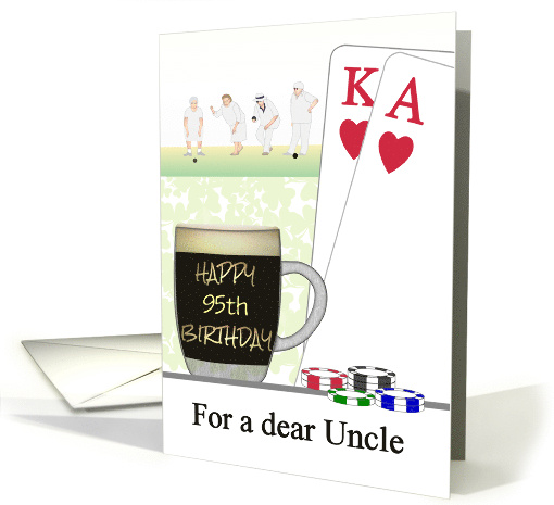 Custom Age Uncle Birthday Cards and Casino Chips Glass of Stout card