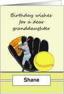 Granddaughter’s Birthday Softball Themed Player Batting Glove Ball card