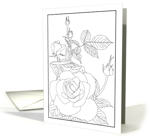 Thinking of You Rose Bloom and Buds Coloring card (1635746)