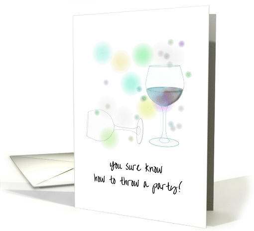 Thank You for a Great Party Colored Dots Round Wine Glasses card