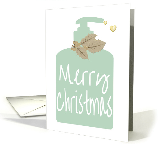 Coronavirus Handwash Bottle Pumping Out Little Hearts Christmas card