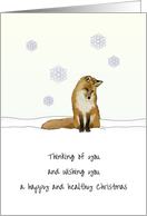 Fox Sitting on Snow Covered Ground Missing You at Christmas card