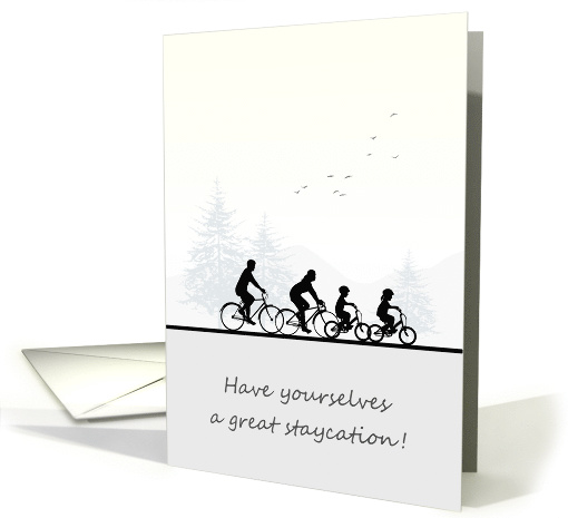 Happy Staycation Family on Cycling Holiday card (1638362)