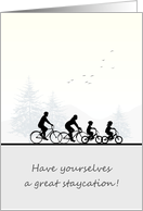 Happy Staycation Family on Cycling Holiday card