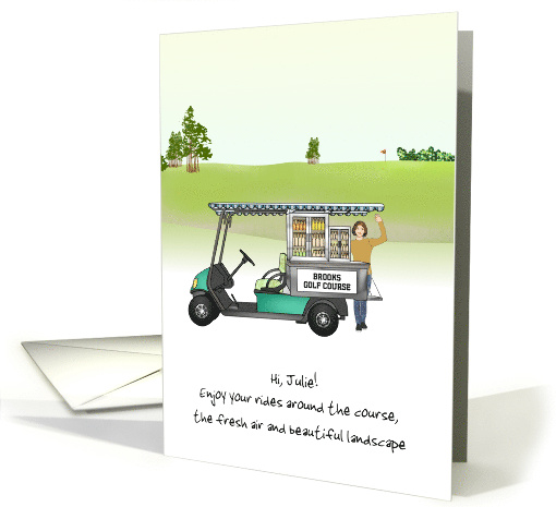 Lady New Job Beverage Cart Attendant Golf Course Custom card (1643176)