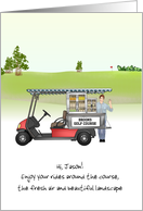 Man New Job Beverage Cart Attendant Golf Course Custom Names card