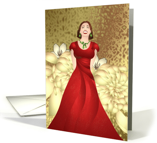 Successful Audition Modeling Agency Lady in Rich Red Gown card