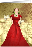 Successful Audition Modeling Agency Lady in Rich Red Gown card