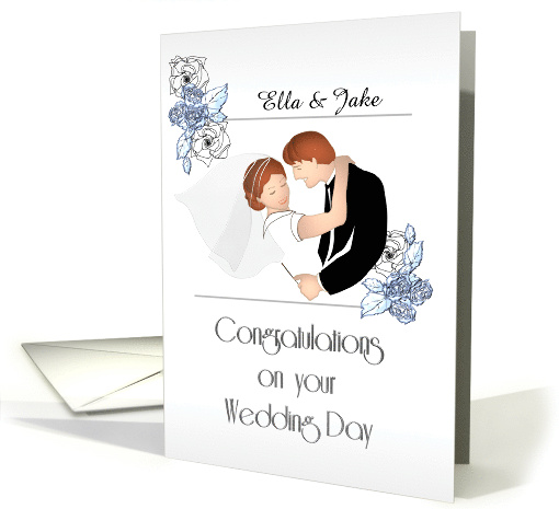 Wedding Niece and Husband Couple Holding Each Other Roses Custom card