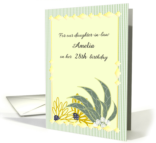 Daughter-in-Law Birthday Abstract Florals Custom Name Age card