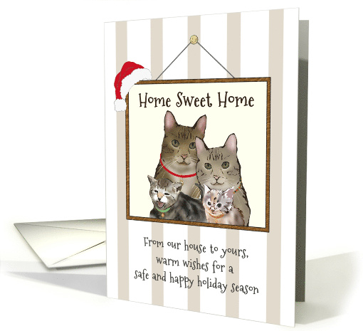 From our House to Yours Happy Holidays Cat Family Photograph card