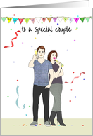 New Year for Special Couple Holding Drinks card