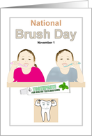 National Brush Day Kids Brushing Teeth Toothpaste Strong Tooth card