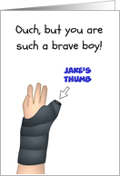 Broken Right Thumb Young Boy’s Hand in Cast Custom card