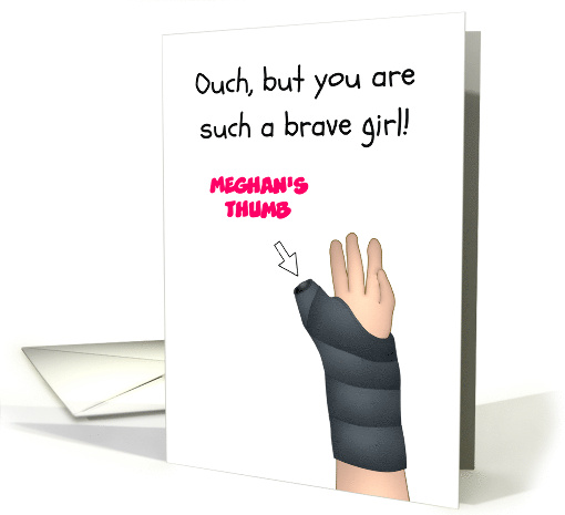 Broken Left Thumb Young Girl's Hand in Cast Custom card (1654142)