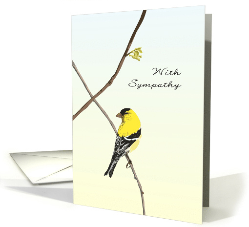 Sympathy Sketch of American Goldfinch Perched on Slender Twig card