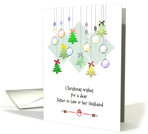 Christmas for Sister in Law and Husband Colorful Ornaments card