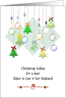 Christmas for Sister in Law and Husband Colorful Ornaments card