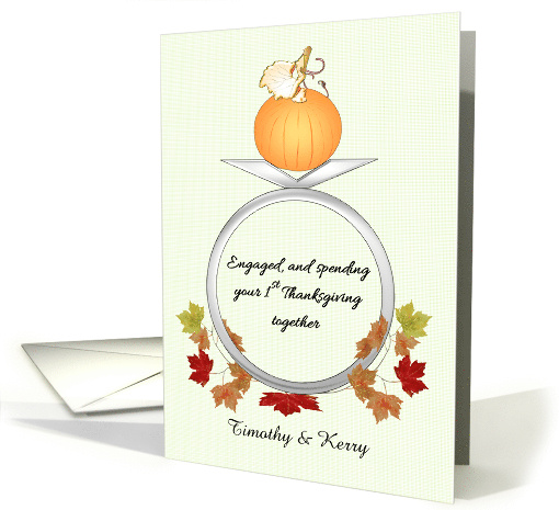 1st Thanksgiving Engaged Couple Pumpkin Engagement Ring card (1658202)