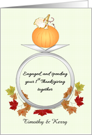1st Thanksgiving Engaged Couple Pumpkin Engagement Ring card