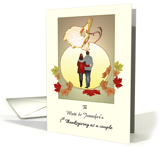 1st Thanksgiving as a Couple Pumpkin Frame Round Couple card (1658224)