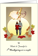 1st Thanksgiving as a Couple Pumpkin Frame Round Couple card