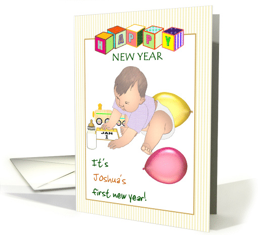 Baby's 1st New Year Baby Playing with Calendar Custom card (1658460)