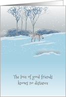 Love of Good Friends Lone Fox Walking on Snow Season’s Greetings card