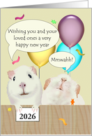 Guinea Pigs with Custom New Year Greeting Colorful Balloons Confetti card