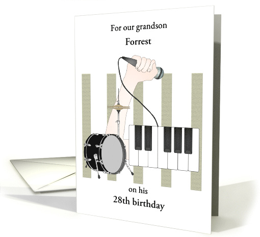 Grandson's Birthday Drum Cymbal Piano Keys Microphone Custom card