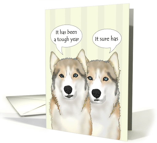 1st Chrismukkah Newlyweds Pet Dogs Good Wishes for Year Ahead card