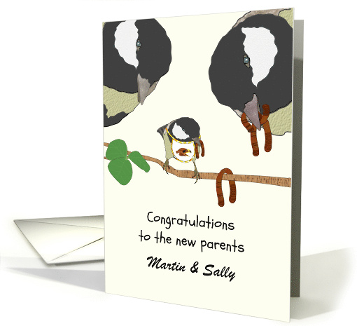 New Parents Parent Birds Feeding Baby Bird with Worms Custom card