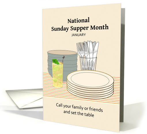 National Sunday Supper Month Crockery Cutlery Set the Table card