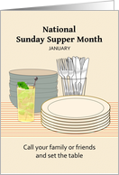 National Sunday Supper Month Crockery Cutlery Set the Table card