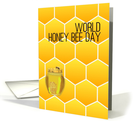 World Honey Bee Day Honey Bee Perched on Jar of Honey card (1667864)