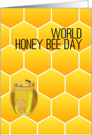 World Honey Bee Day Honey Bee Perched on Jar of Honey card