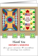 Quilts for Service Members Veterans Thank You for Your Service Custom card