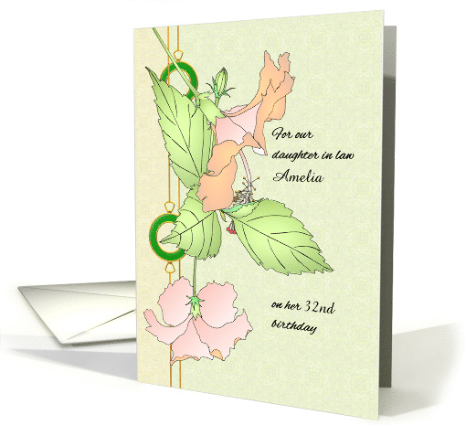 Our Daughter in Law Birthday Pink Hibiscus Custom Name and Age card