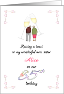 85th Birthday Brother to Twin Sister Walking Together Custom card