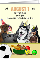 DOGust Birthday for All Shelter Adopted and Rescue Dogs card