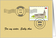 Mothering Sunday from Across the Miles Stamp on Envelope Custom card