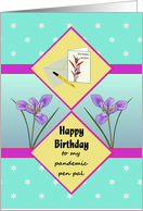 Birthday for Pandemic Pen Pal Iris Flowers Stars Card and Envelope card