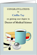 Degree Doctor of Medical Science Stethoscope Books Coffee Custom card
