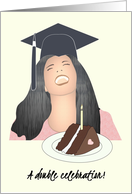 Female Graduate Birthday on Graduation Day Slice of Chocolate Cake card