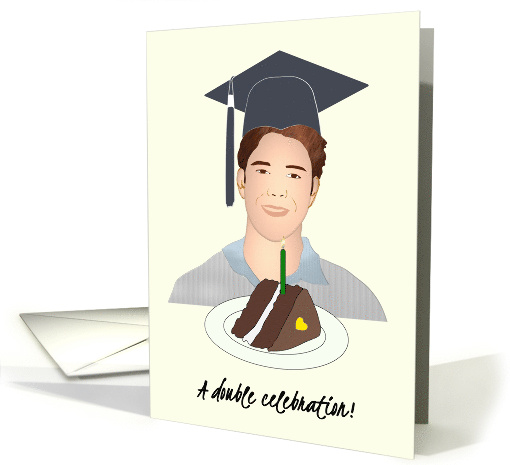 Male Graduate Birthday on Graduation Day Slice of Chocolate Cake card